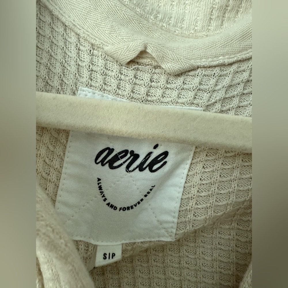 Aerie Waffle Knit Oversized Cropped Shacket Small - Picture 5 of 8